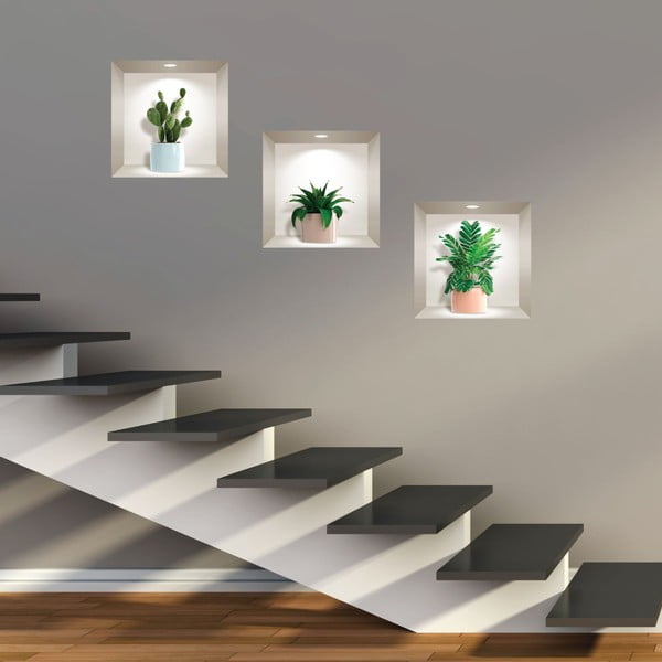 Komplekt 3 3D taimede seinakleebist - Ambiance