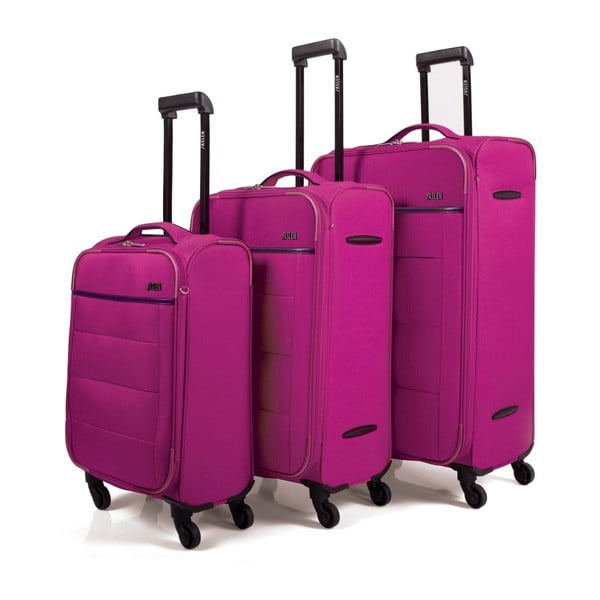 Sada 3 tmavě růžových cestovních kufrů na kolečkách Arsamar Davis