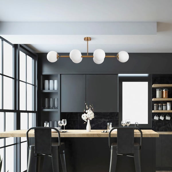 Valge-kuldne laevalgusti klaasist varjuga 40x110 cm Fazli - Opviq lights-image-1