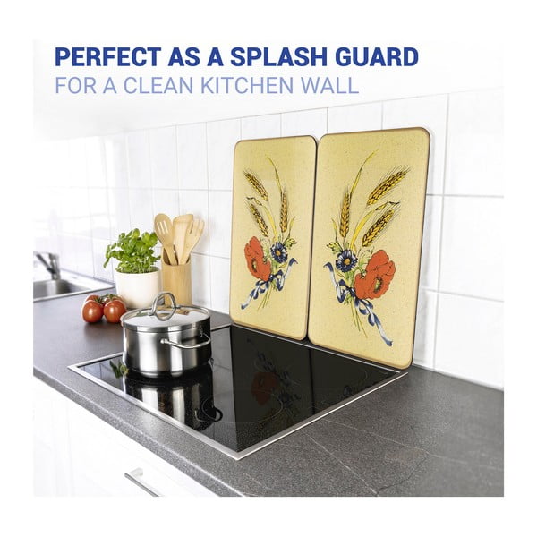 Karastatud klaasist pliidikatte komplekt 2 tk 52x30 cm Corn-Flowers - Maximex-image-4