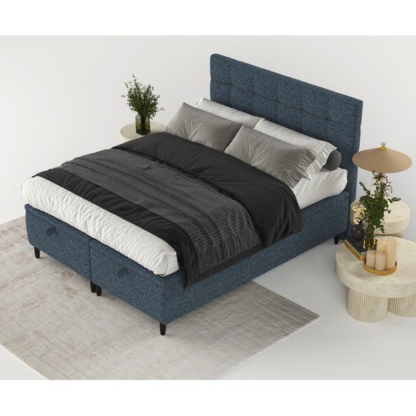 Tumesinine polsterdatud kaheinimesevoodi koos panipaigaga 180x200 cm Senses - Maison de Rêve-image-3