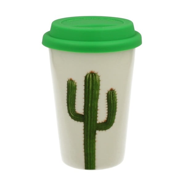 Cestovní porcelánový hrnek s víkem Duo Gift Cactus, 380 ml