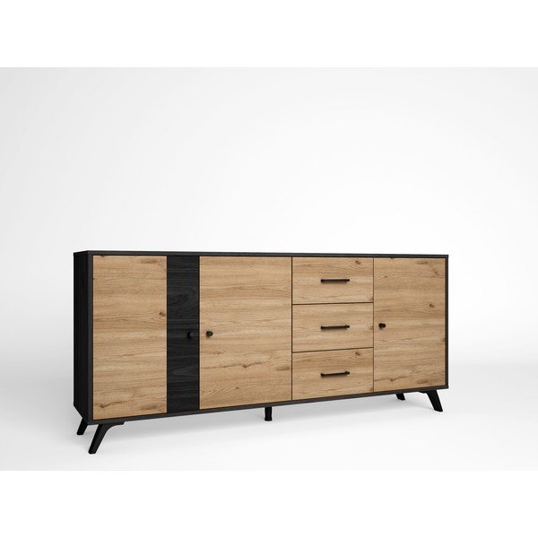 Must/loomulik madal kapp tammepuust 181x81 cm Bocami - Marckeric-image-2