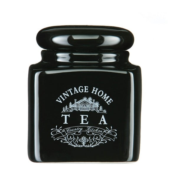 Černá keramická dóza na čaj Premier Housewares Vintage Home