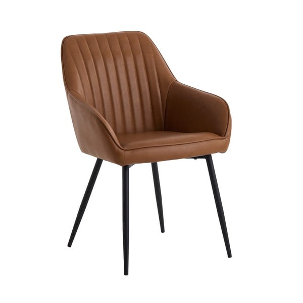 Pruunid käetugedega kunstnahast söögitoolid 2tk komplektis Nolan Stripe - Unique Furniture