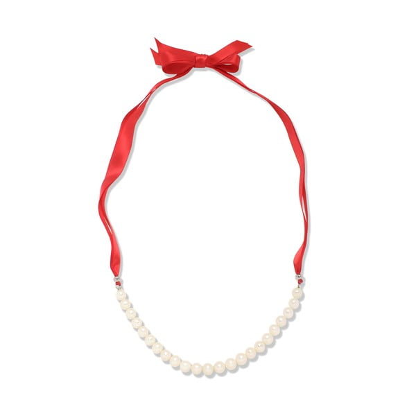 Perlový náhrdelník na červené stužce Nova Pearls Copenhagen Mara de Vida 