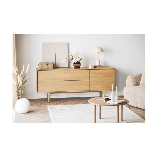 Ümmargune tammepuidust diivanilaud ø 70 cm Jena – House Nordic-image-3