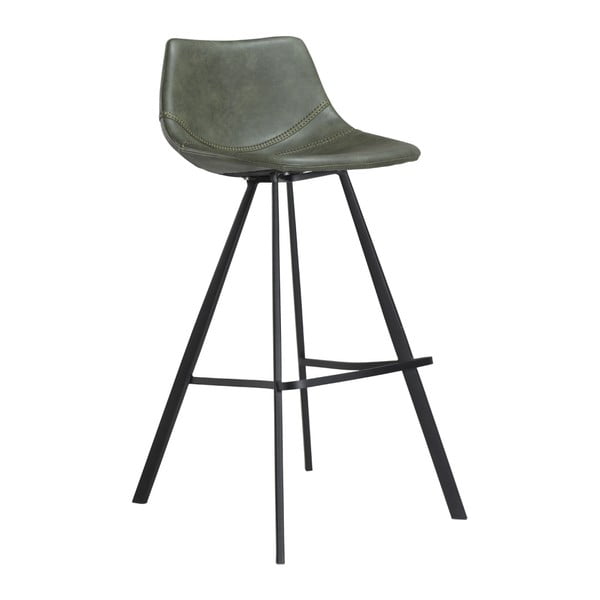 Zelená barová židle z eko kůže s černým kovovým podnožím DAN–FORM Denmark Pitch