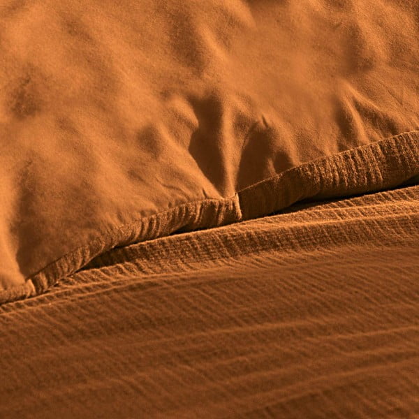 Oranž-pruun musliinist tekikott kaheinimesevoodile/pikendatud voodile 240x220 cm Angelia - douceur d'intérieur-image-1
