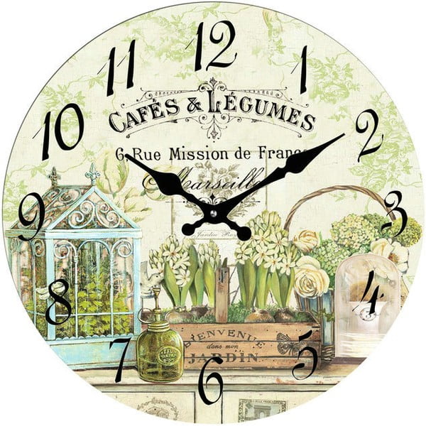 Skleněné hodiny Cafés & Legumes, 30 cm