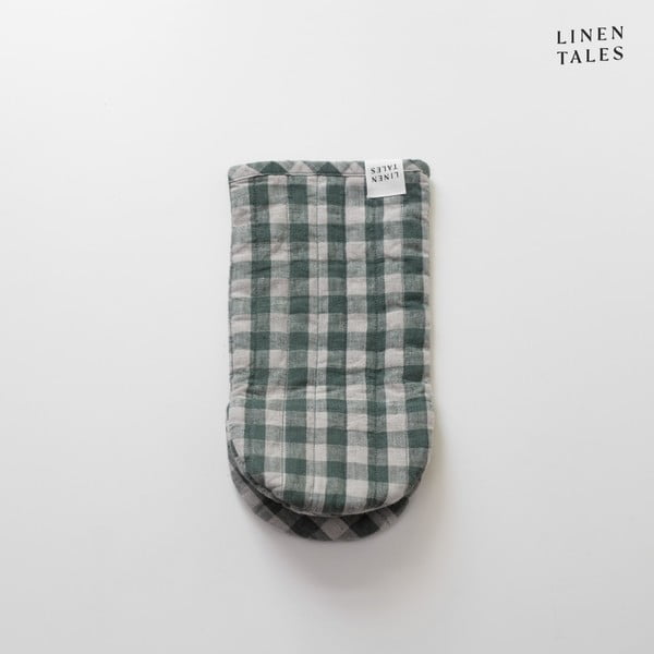 Linane pajakinnas Forest Green Gingham - Linen Tales