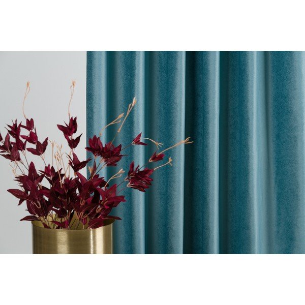 Türkiissinine sametine kardin 140x260 cm Novara - Mendola Fabrics-image-3