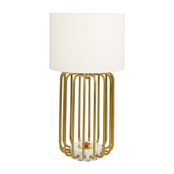 Bílá stolní lampa  se základnou ve zlaté barvě Santiago Pons Pam,  ⌀ 35 cm