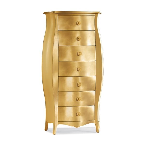 Dřevěná komoda ve zlaté barvě se 7 zásuvkami Castagnetti