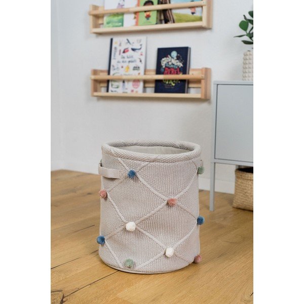 Helepruun tekstiilist laste mänguasjakorv ø 30x35 cm Taupe - Kindsgut-image-4