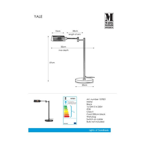 Must laualamp laud must Yale - Markslöjd-image-2