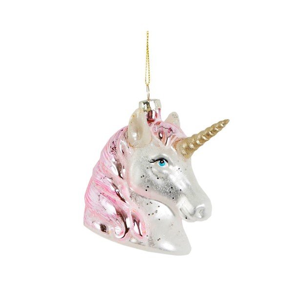 Klaasist käsitöö jõulukaunistus 9cm Pink Shimmer Unicorn - Sass & Belle