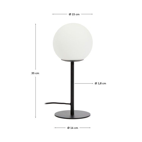 Valge/must laualamp klaasist varjuga (kõrgus 35 cm) Brisia - Kave Home-image-4
