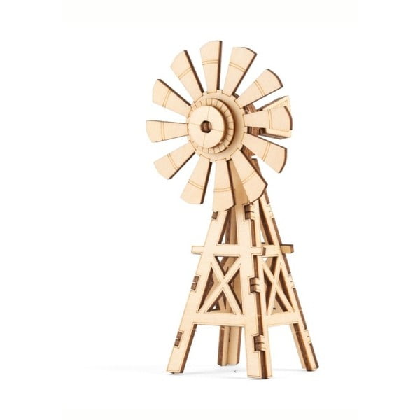 3D dřevěné puzzle s motivem mlýnu Kikkerland Windmill