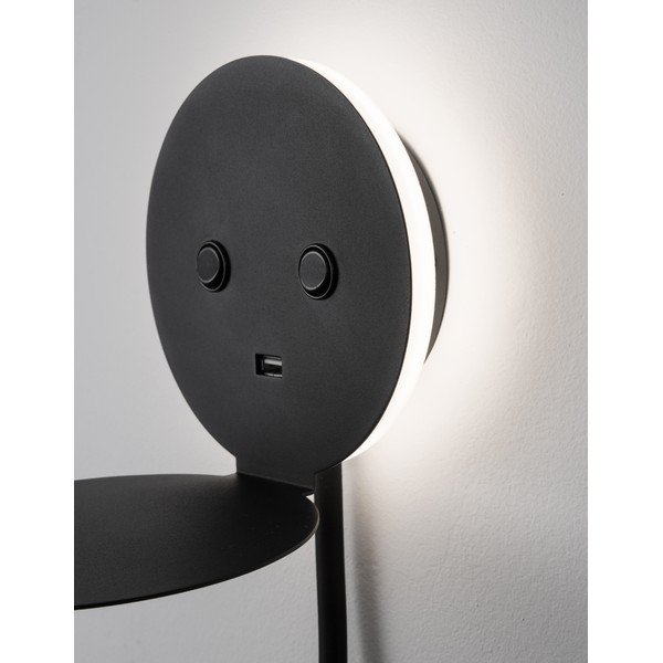 Must alumiiniumist LED-seinalamp painduva konstruktsiooniga/USB-pordiga Eclip - Nova Luce-image-2