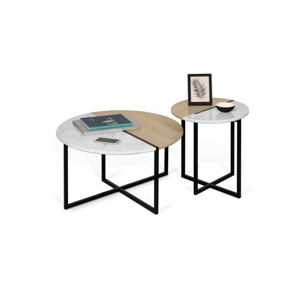 Ümmargune kohvilaud tammeplaadiga ø 50 cm Sonata - TemaHome-image-2