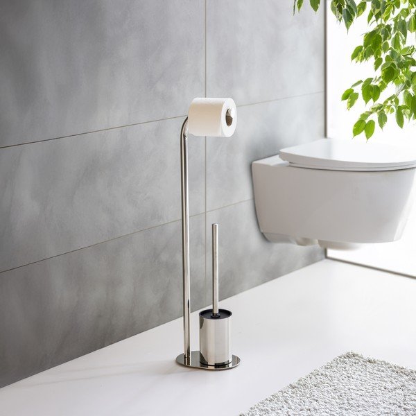 Läikiv hõbedane roostevabast terasest harjaga WC-paberi hoidik Levante - Wenko-image-2