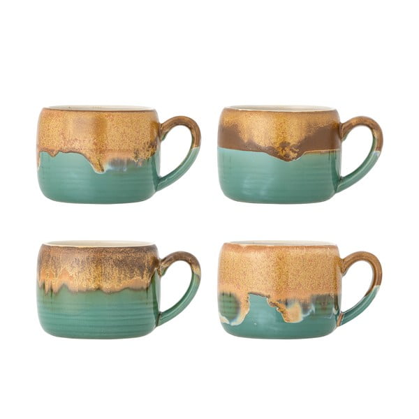 Rohelised/pruunid kivikeraamikast kruusid 4tk komplektis 400 ml Sheen - Bloomingville