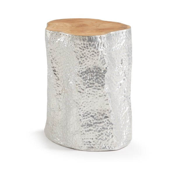 Odkládací stolek z teakového dřeva ve stříbrné barvě La Forma Hoko