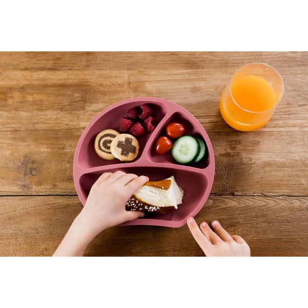 Tellisevärvi silikoonist beebi taldrik 19x20,5 cm Dusky Pink - Kindsgut-image-1