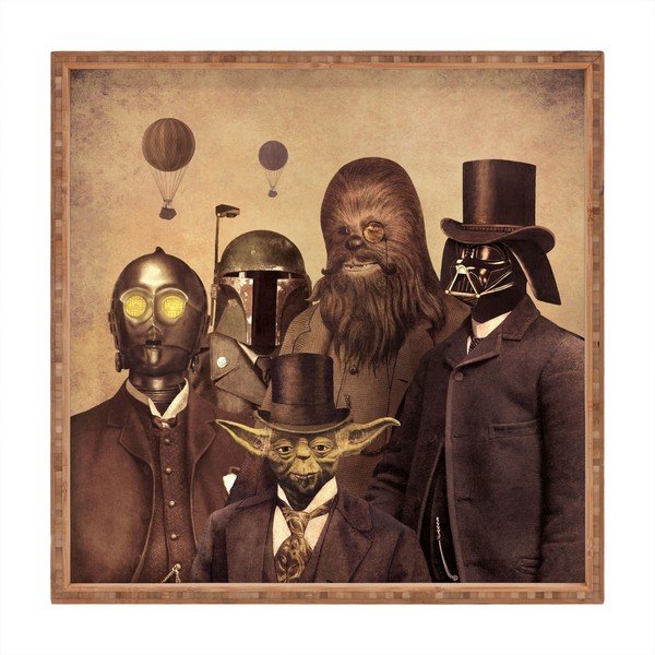 Dřevěný dekorativní servírovací tác Star Wars, 40 x 40 cm