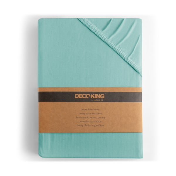 Türkiissinine trikotaažist kummiga lina 140x200cm Amber - Restilo-image-4