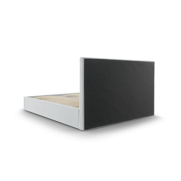 Helehall polsterdatud kaheinimese voodi, millel on riiulid 160x200 cm ja panipaik Nerin - Mazzini Beds-image-4