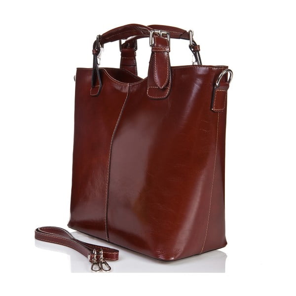 Hnědá kožená kabelka Massimo Castelli Valeria-image-3