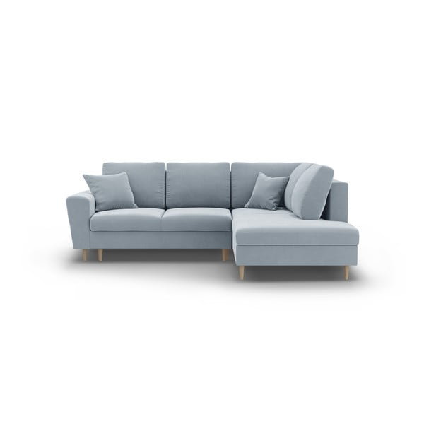 Helesinine sametist panipaigaga nurgadiivanvoodi (parem nurk/"L"-kujuline) Kyoto - Cosmopolitan Design