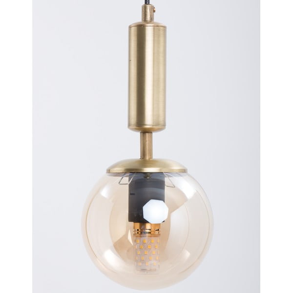 Kollane-kuldne klaasist varjuga rippvalgusti ø 15 cm Hector - Squid Lighting-image-1