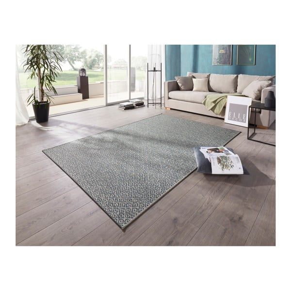 Modrý koberec vhodný i na ven Elle Decoration Bloom Croix, 140 x 200 cm-image-1