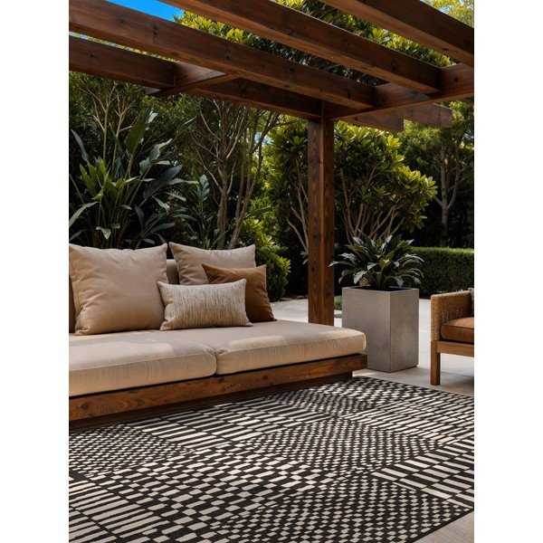 Must/kreemikas sise- ja õuevaip 160x230 cm Haringey Barkham - Ted Baker-image-1