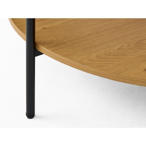 Ümmargune kohvilaud naturaalses värvitoonis klaasist pealispinnaga, ø 84 cm Hassel - Unique Furniture-image-4