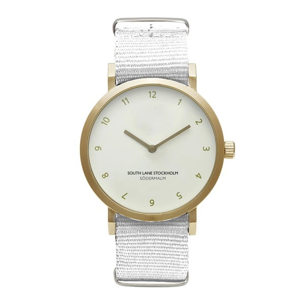 Unisex hodinky s bílým řemínkem South Lane Stockholm Sodermalm Gold Big