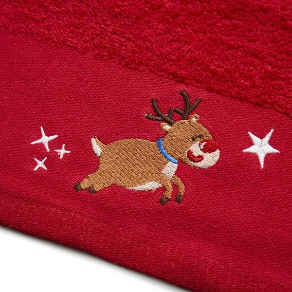 Punased ja valged puuvillased rätikud 2 tk 40x60 cm komplektis Santa's Reindeers - Catherine Lansfield-image-2