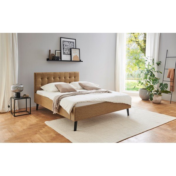 Pruun polsterdatud kaheinimesevoodi 140x200 cm Empire - Meise Möbel-image-1