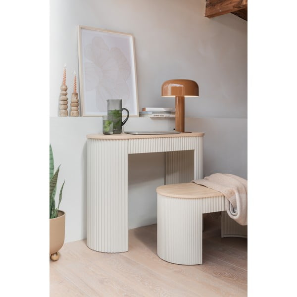 Beež metallist konsoollaud 40x100 cm Estriado – Leitmotiv-image-1