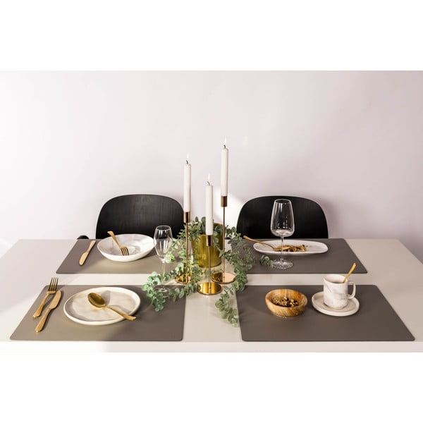 Hall ja beež taaskasutatud nahast taldrik, 33 x 45 cm. Titan - ZicZac-image-2