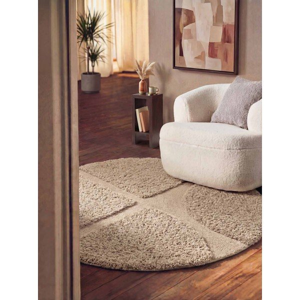 Beež käsitsi kootud ümmargune vaip ø 160 cm Lambeth Jasper - Ted Baker-image-1