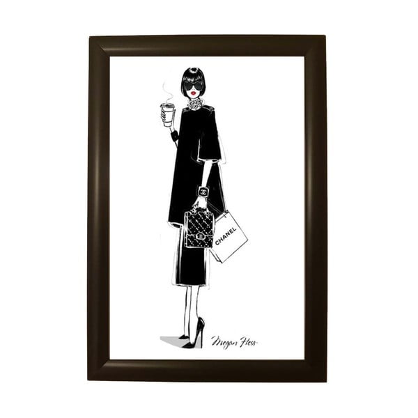 Plakat mustas Chaneli raamistuses, 33,5 x 23,5 cm Kahand Icen Kadin - Piacenza Art