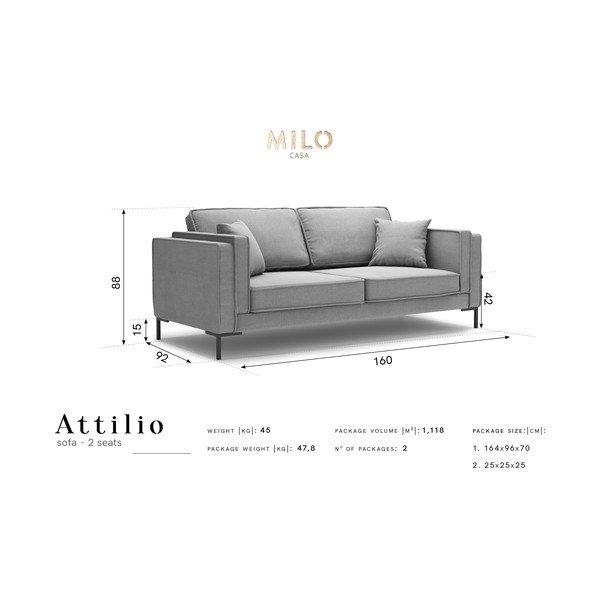 Kollane diivan , 160 cm Attilio - Milo Casa-image-4