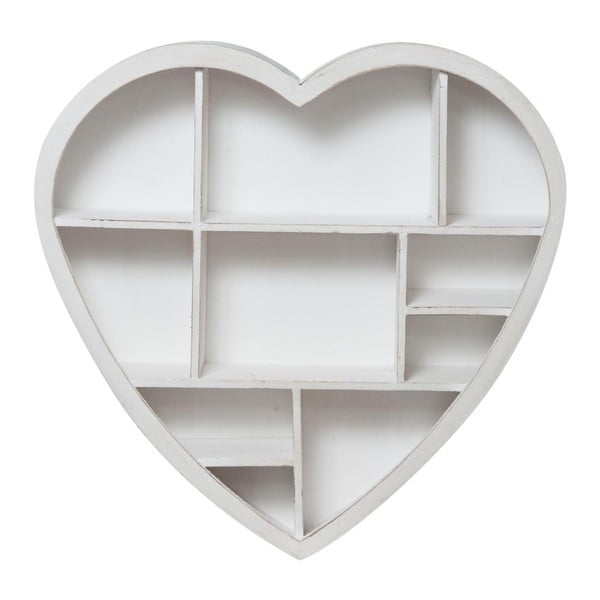Dřevěná nástěnná bílá knihovna Crido Consulting Heart, 61 x 60 cm