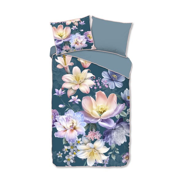 Sinine pikendatud satiin-puuvillast voodipesu üheinimesevoodile 140x220 cm Mirery - Descanso