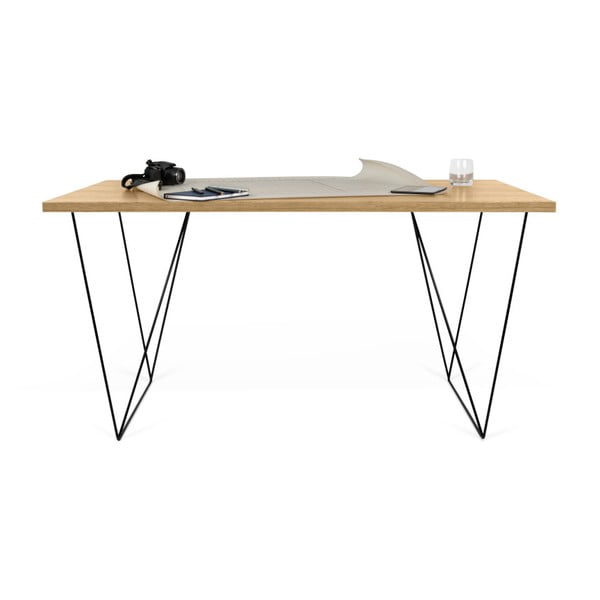 Tammepuidust töölaud mustade jalgadega , 140 x 75 cm Flow - TemaHome-image-2