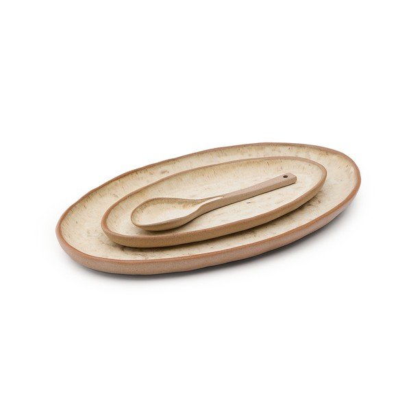 Beežid keraamilised serveerimistaldrikud 3tk komplektis Zunel - Kave Home